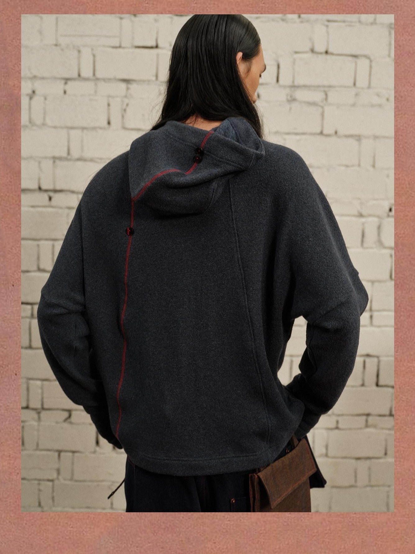 soknot Gray Plain Hooded Drop Shoulder Men's Cotton Blend Pullover Hoodies