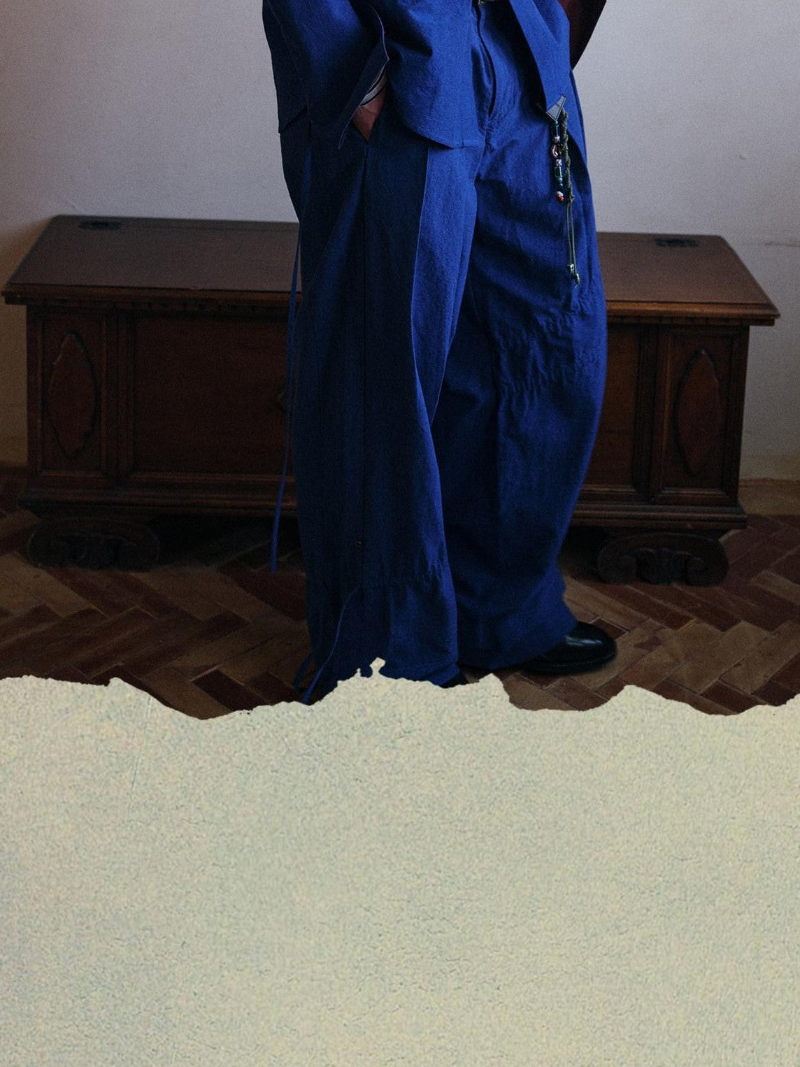 soknot Indigo Blue Artsy Slouchy Oversized Designer Men's Long Sleeve T-shirts
