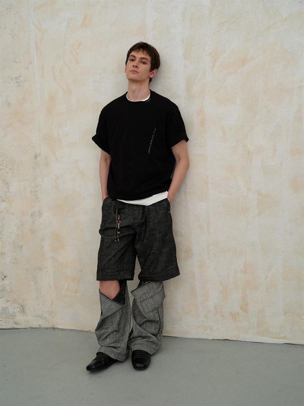 soknot Linen Grey Detachable Washed Loose Men's Cotton Linen Straight Jeans