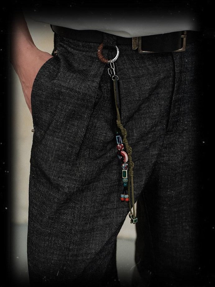 soknot Linen Grey Detachable Washed Loose Men's Cotton Linen Straight Jeans