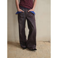 soknot_Purple_Colorblock_Turnup_Cuff_Micro_Flare_Men's_Denim_Bootcut_Jeans_MISSTT
