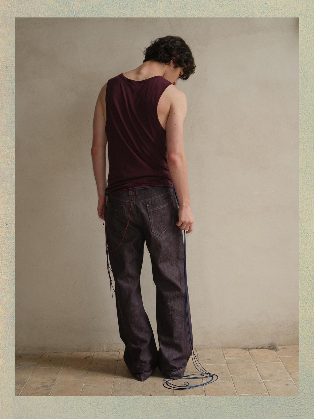 soknot Purple Colorblock Turnup Cuff Micro Flare Men's Denim Bootcut Jeans