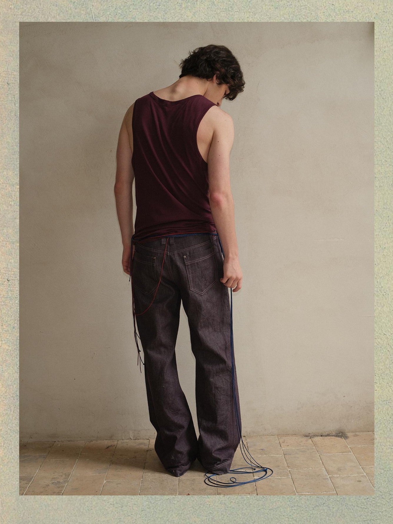 soknot Purple Colorblock Turnup Cuff Micro Flare Men's Denim Bootcut Jeans