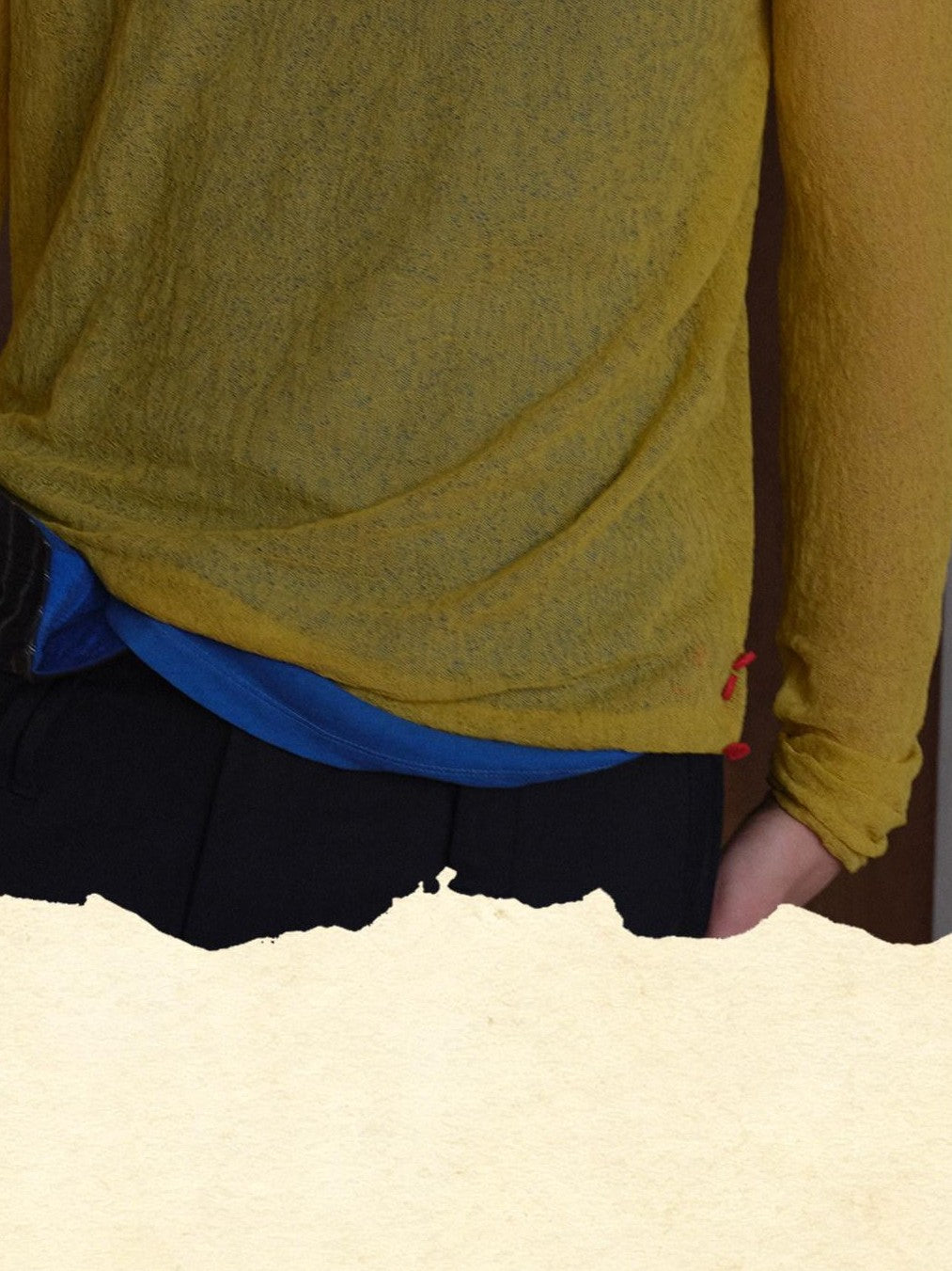 soknot Red Blue Yellow Sheer Slim Fit Men's Knit Long Sleeve T-shirts
