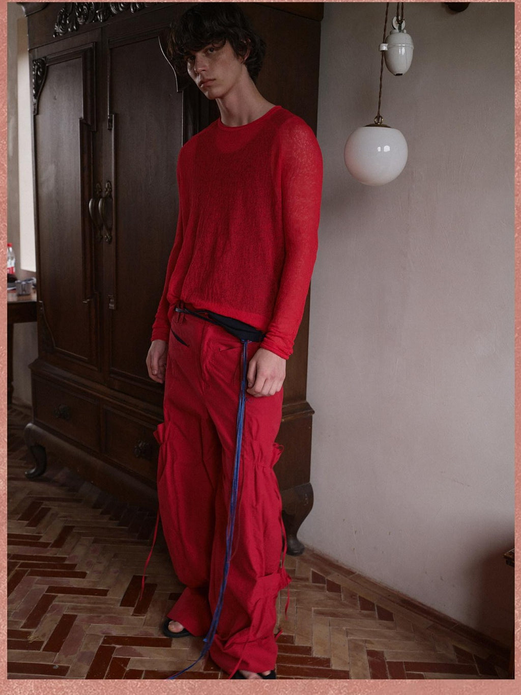 soknot Red Blue Yellow Sheer Slim Fit Men's Knit Long Sleeve T-shirts