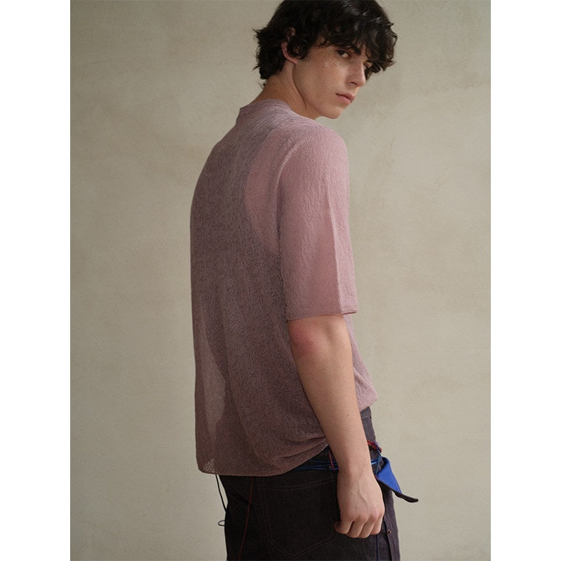 soknot_Sheer_Knit_Half_Open_Collar_Slim_Fit_Men's_Cotton_Blend_Short_Sleeve_T-shirts_MISSTT