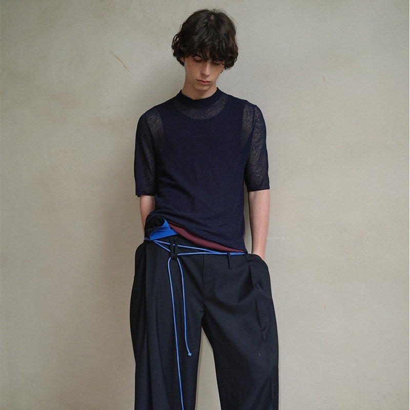 soknot_Sheer_Knit_Half_Open_Collar_Slim_Fit_Men's_Cotton_Blend_Short_Sleeve_T-shirts_MISSTT