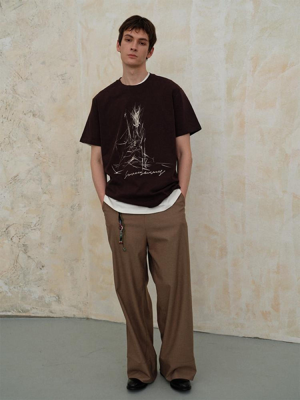 soknot Surreal Rock Sheep Sketch Print Men's Cotton Short Sleeve T-shirts