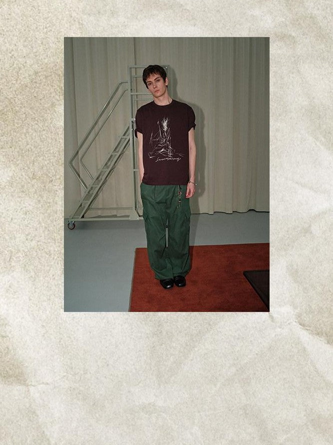 soknot Surreal Rock Sheep Sketch Print Men's Cotton Short Sleeve T-shirts
