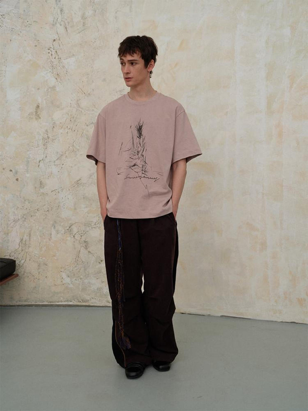 soknot Surreal Rock Sheep Sketch Print Men's Cotton Short Sleeve T-shirts