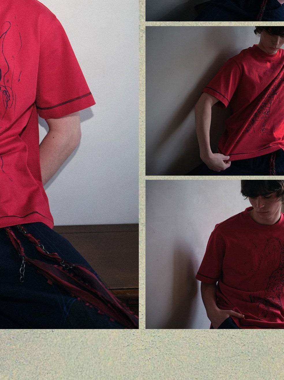 soknot Tibetan Blue Snow Leopard Print Loose Fit Men's Cotton Short Sleeve T-shirts
