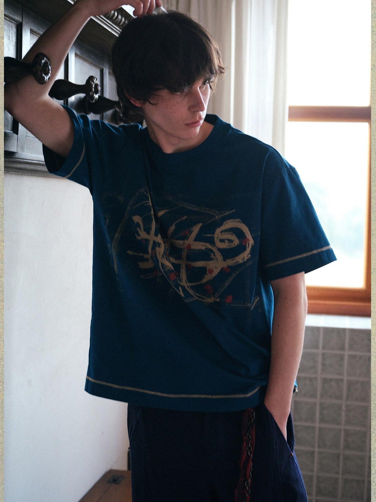 soknot Tibetan Scorpion Print Men's Pure Cotton Short Sleeve T-shirts