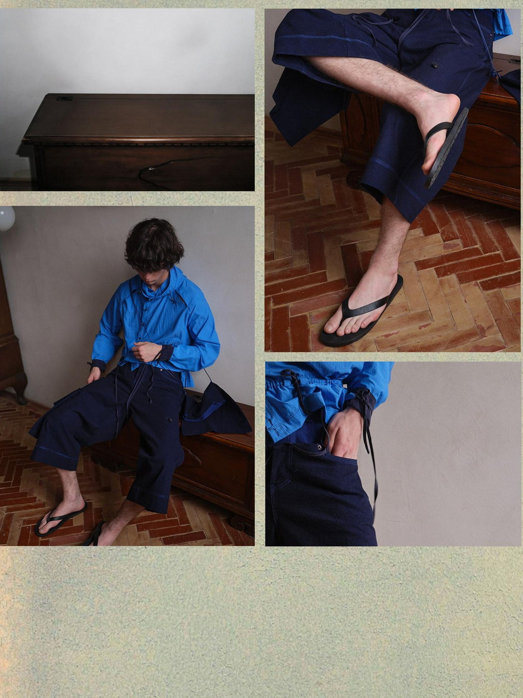 soknot Wide Leg Detachable Large Pocket Cropped Men's Denim Relaxed Jeans